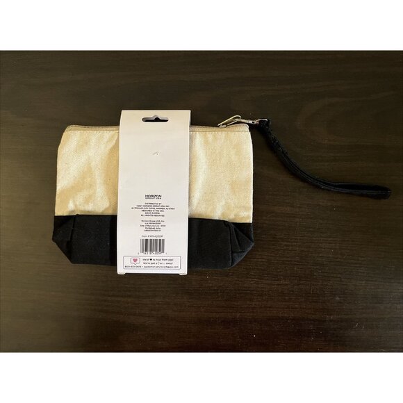 10 for $5 NWT Styled Basics Canvas Wristlet Beige Black Purse 5.8" x 9" - Picture 2 of 2